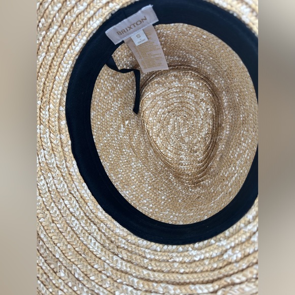 Brixton Joanna tan & black animal print straw hat wide brim summer versatile S - Picture 9 of 11